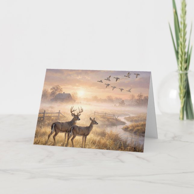 Father's Day Deer In Morning Mist Card (Front)