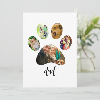 Fathers Day Dog Dad | 5 Paw Print Photo Collage Holiday Card
