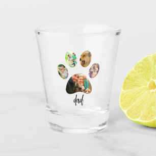 Fathers Day Dog Dad 5 Paw Print Photo Collage Shot Glass