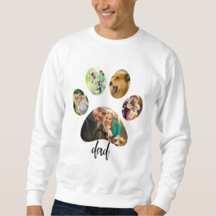Fathers Day Dog Dad 5 Paw Print Photo Collage Sweatshirt
