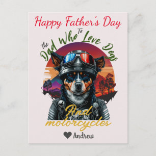 father's day, dog dad, motorcycles, simple modern holiday postcard