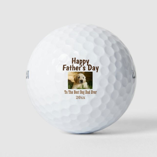 Father's Day Dog Dad World's Best Ever Pet Photo Golf Balls (Front)