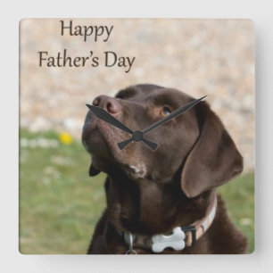 Fathers Day Doggy Square Wall Clock