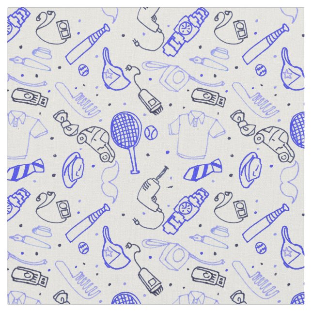 Fathers Day doodle fabric (Close Up)