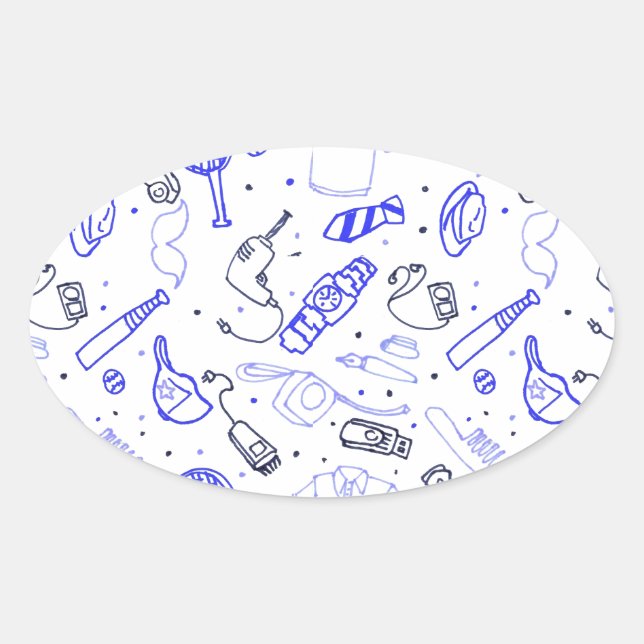 Fathers Day doodle Oval Sticker (Front)