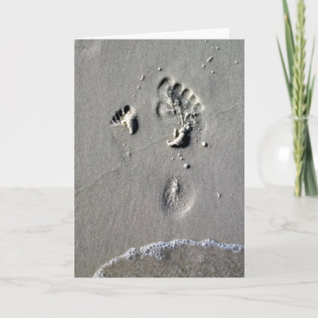 Father's Day, Father & Child Sand Footprints Card (Front)