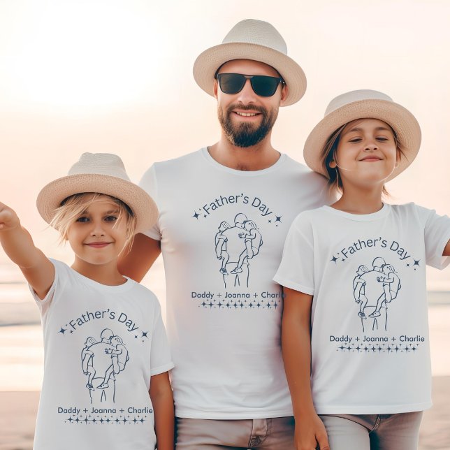 Father's Day, Father holding up two children T-Shirt (Father and children matching t-shirts!)