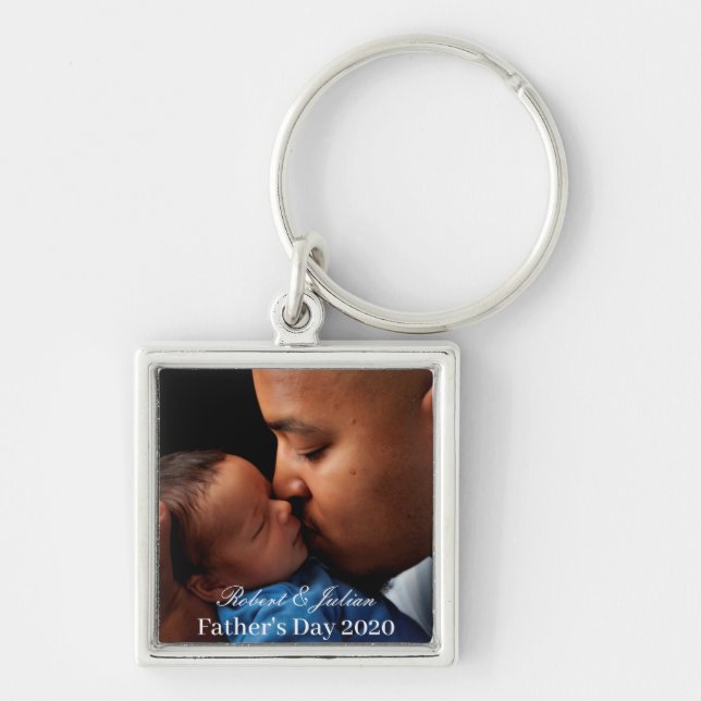 father's day father kissing infant tender sweet key ring (Front)