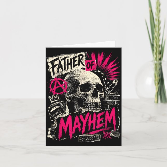 Fathers Day Father Of Mayhem Funny Dad Matching Card (Front)