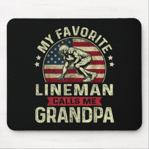 Fathers Day Favourite Lineman Calls Grandpa Flag Mouse Pad