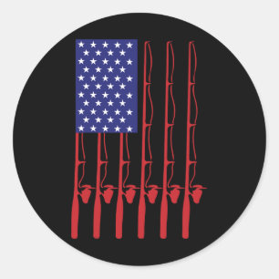 Fathers Day Fishing Flag Fishing Classic Round Sticker