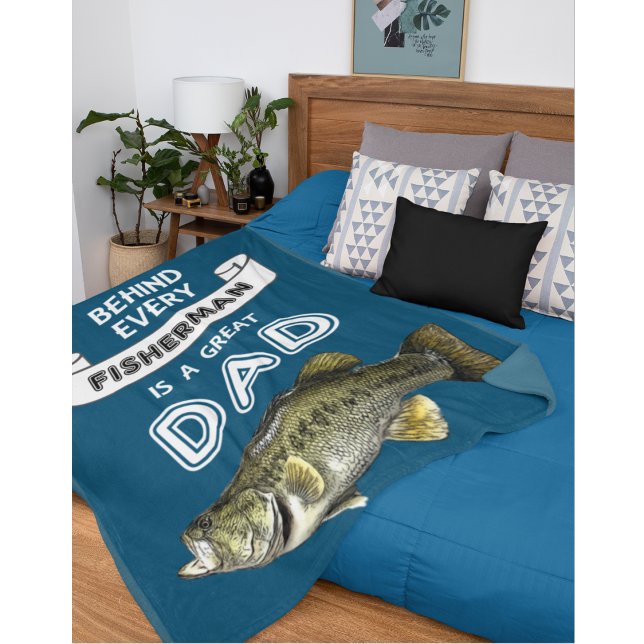 Father's Day Fishing Great Dad Largemouth Bass Fleece Blanket (Creator Uploaded)