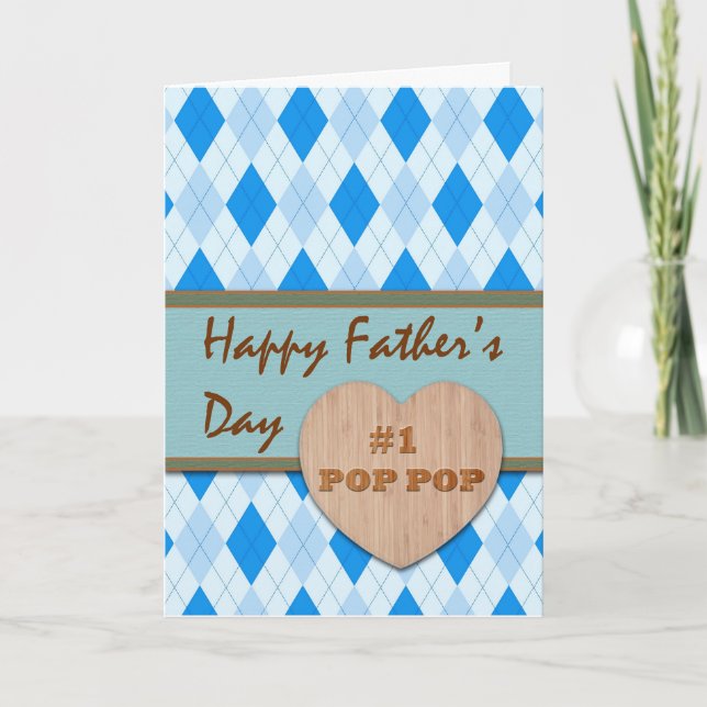 Father's Day for #1 Pop Pop, Argyle Design Card (Front)