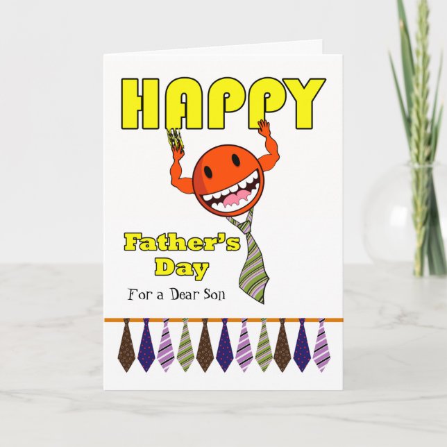 Father's Day for a Son with Neckties and Character Card (Front)