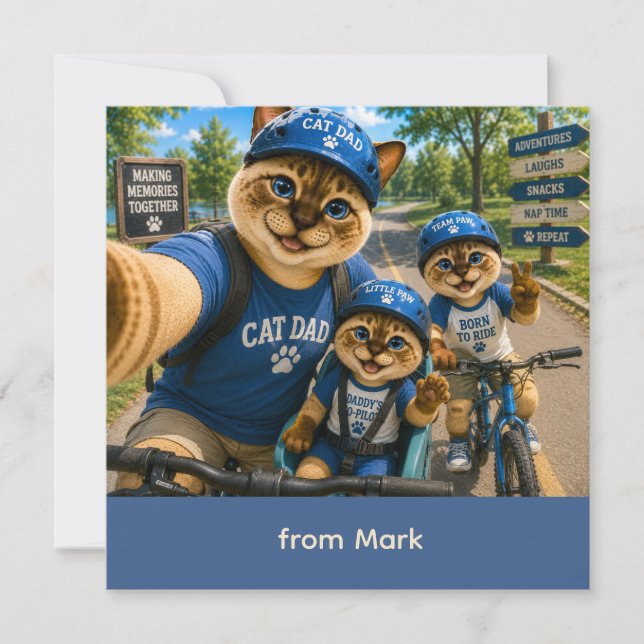 Father's Day for Cat Dad Cat Bicycle riding Card (Front)