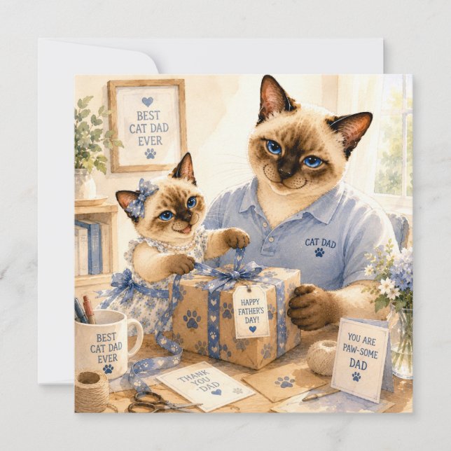 Father's Day for Cat Dad Cat Lovers Card (Front)