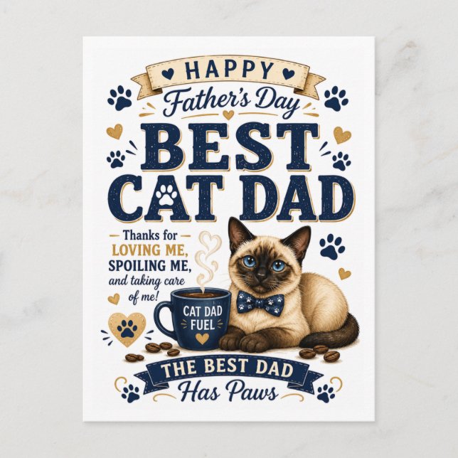 Father's Day for Cat Dad Postcard (Front)