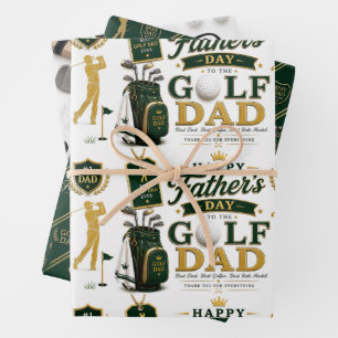 Father's Day for Golf Dad Wrapping Paper Sheet