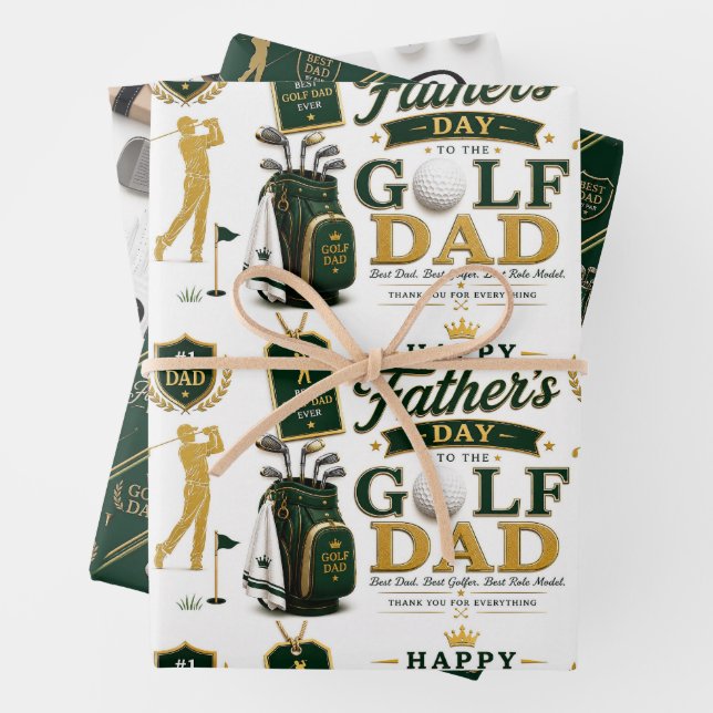 Father's Day for Golf Dad Wrapping Paper Sheet (In situ)