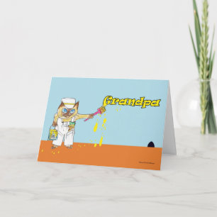 Father's Day for Grandpa Cat Painting Wall Card