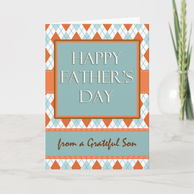 Father's Day from a Grateful Son, Argyle Design Card (Front)