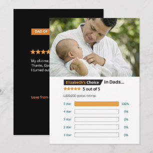 Father's Day from Daughter W Photo Funny Five Star Card