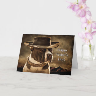 Fathers Day from Dog Cute Country Western Pitbull Card