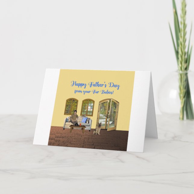 Fathers Day from Fur Babies, Man on Couch with Cat Card (Front)