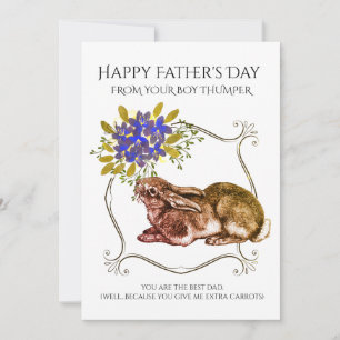 Father's Day From Your Rabbit On White Holiday Card