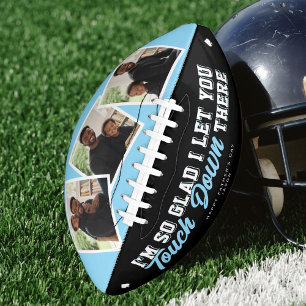 Father's Day Funny Adult Touch Down Photo Blue Football