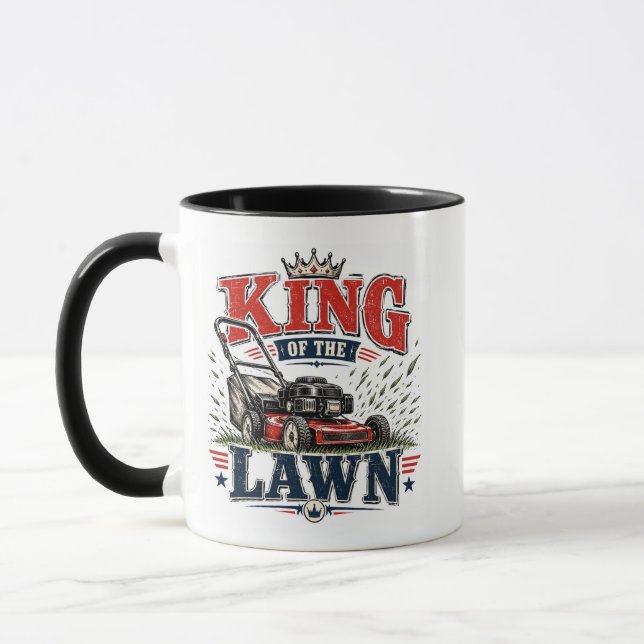 Father's Day/Funny Dad King Of The Lawn WRAP Mug (Left)