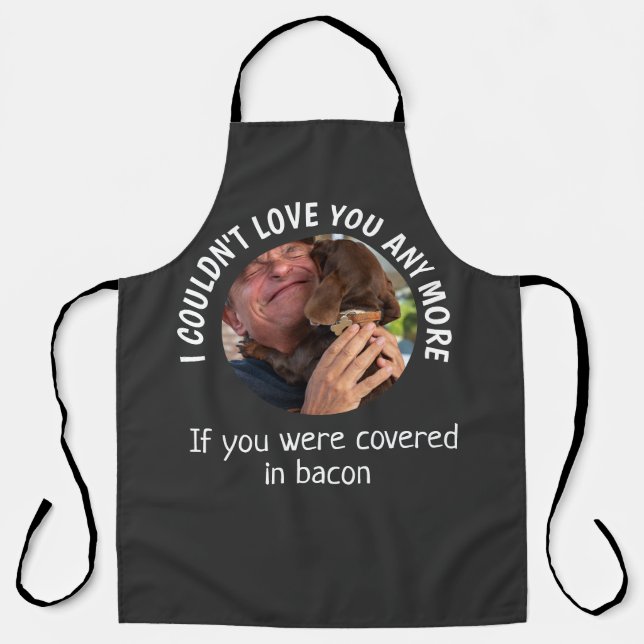 Fathers Day Funny dog Quote Custom Photo Black  Apron (Front)