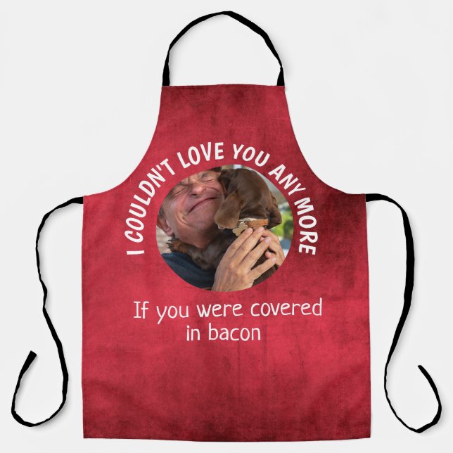 Fathers Day Funny dog Quote Custom Photo Red Apron (Front)
