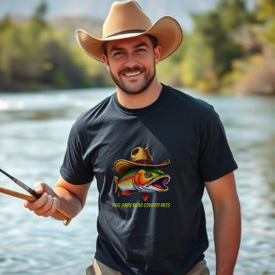 Fathers Day Funny Fish Wearing a Cowboy Hat T-Shirt