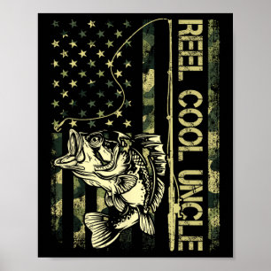 Fathers Day Funny Fisherman Reel Cool Uncle Fishin Poster