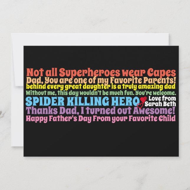 Fathers Day Funny Quotes Wishes from Daughter Card (Front)