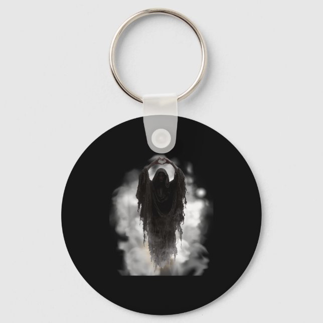 Fathers day ghost heart hands horror scary face key ring (Front)