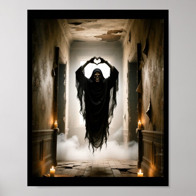 Fathers day ghost heart hands horror scary face poster (Front)