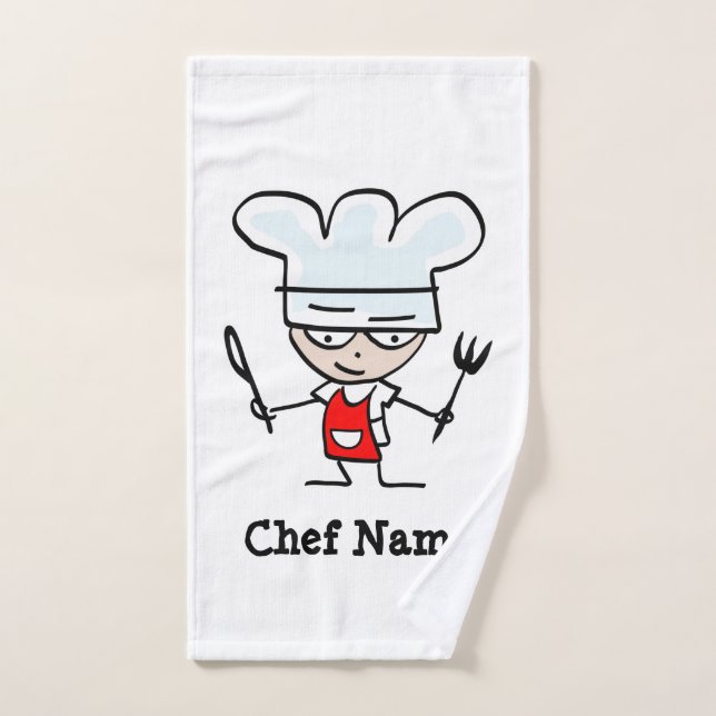 Father's Day gift custom name chef cook cartoon Hand Towel (Hand Towel)