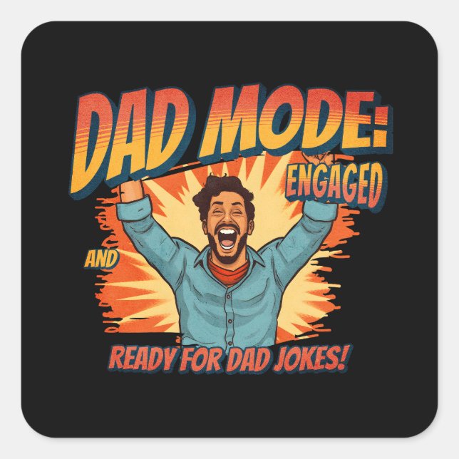 Father's Day Gift | Dad Mode Square Sticker (Front)