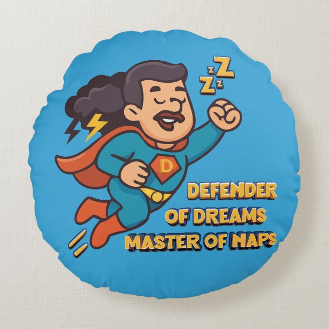 Father's Day Gift - Defender of Dreams Round Cushion (Front)