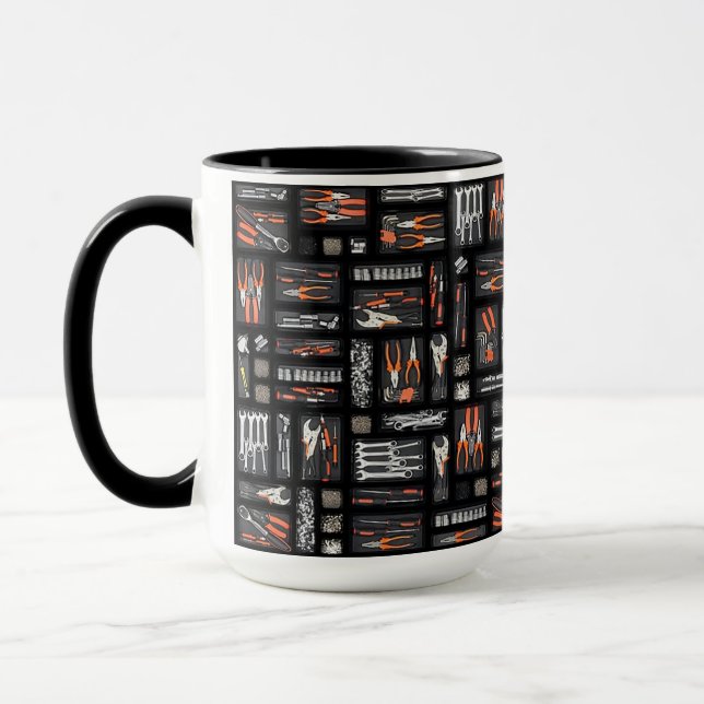 Fathers Day Gift for Dad Tray of Tools Mug (Left)