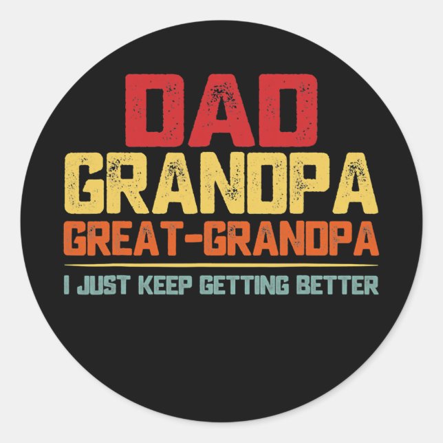 Fathers Day Gift From Grandkids Dad Grandpa Great Classic Round Sticker (Front)