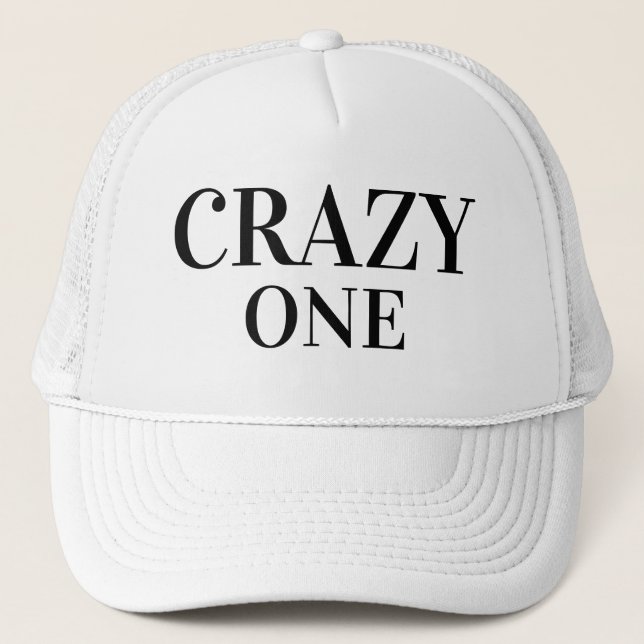 Father's Day Gift Idea Baseball CRAZY ONE Trucker Hat (Front)