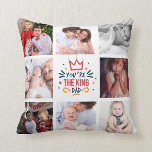 Father's Day Gift KING DAD Best Dad Custom Photos Cushion