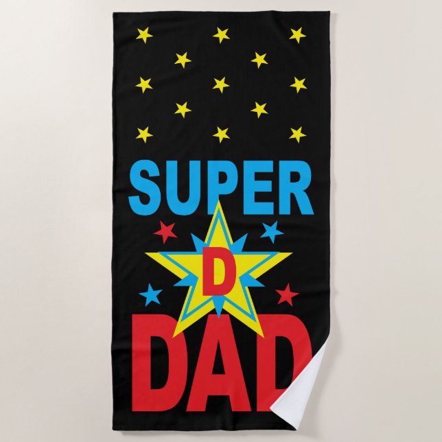Father's Day Gift - Super Hero Dad Beach Towel (Front)