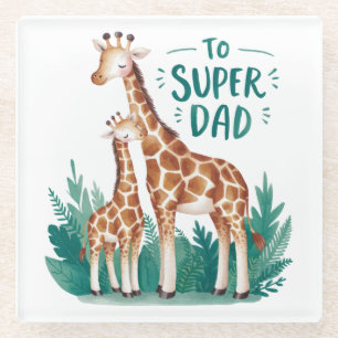 Father's Day Gift To Super Dad Glass Coaster