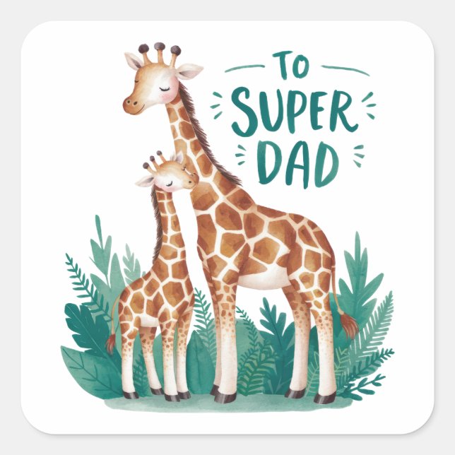 Father's Day Gift | To Super Dad Square Sticker (Front)