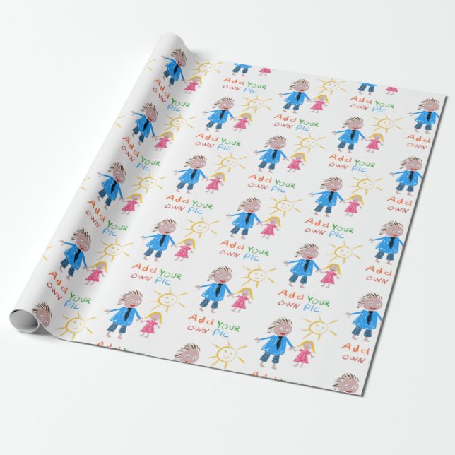 Fathers Day Gift, Your Childs Drawing on Wrapping Paper (Unrolled)
