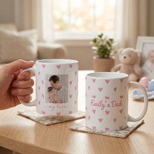 Father's Day Gifts For Dad Pink Heart Coffee Mug